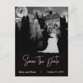 Halloween Oktoberfest Hochzeit retten Datum Ankündigungspostkarte (Vorderseite)