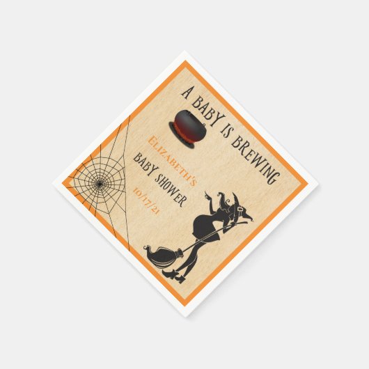 Halloween Oktoberhexen Brauen Babydusche Serviette (Ecke)