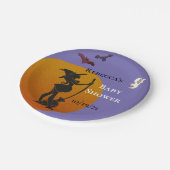 Halloween Oktoberwitz, Hexenjugenddusche Pappteller (Schrägansicht)