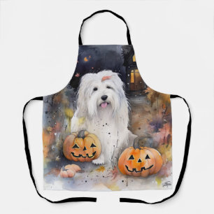 Halloween Old English Sheepdog mit Kürbissen Gruse Schürze