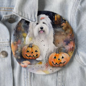 Halloween Old English Sheepdog mit Pumpkins Beängs Button (Beispiel)
