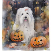 Halloween Old English Sheepdog mit Pumpkins Beängs Duschvorhang (Vorderseite)