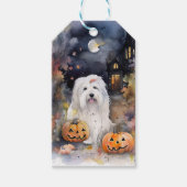Halloween Old English Sheepdog mit Pumpkins Beängs Geschenkanhänger (Vorderseite)