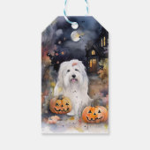 Halloween Old English Sheepdog mit Pumpkins Beängs Geschenkanhänger (Rückseite)