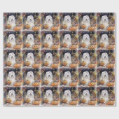 Halloween Old English Sheepdog mit Pumpkins Beängs Geschenkpapier (Flach)