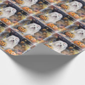 Halloween Old English Sheepdog mit Pumpkins Beängs Geschenkpapier (Ecke)