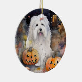 Halloween Old English Sheepdog mit Pumpkins Beängs Keramik Ornament (Rechts)