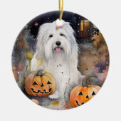 Halloween Old English Sheepdog mit Pumpkins Beängs Keramik Ornament (Vorne)