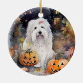 Halloween Old English Sheepdog mit Pumpkins Beängs Keramik Ornament (Hinten)