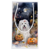 Halloween Old English Sheepdog mit Pumpkins Beängs Kleine Geschenktüte (Vorderseite)