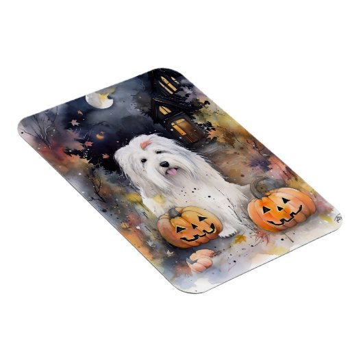 Halloween Old English Sheepdog mit Pumpkins Beängs Magnet (Rechte Seite)