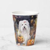 Halloween Old English Sheepdog mit Pumpkins Beängs Pappbecher (Rückseite)