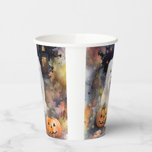 Halloween Old English Sheepdog mit Pumpkins Beängs Pappbecher (Links)