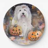 Halloween Old English Sheepdog mit Pumpkins Beängs Pappteller (Vorderseite)