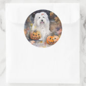 Halloween Old English Sheepdog mit Pumpkins Beängs Runder Aufkleber (Tasche)