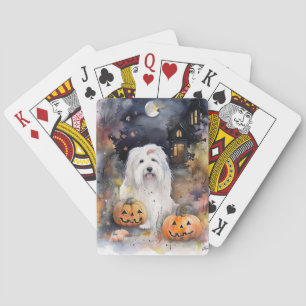 Halloween Old English Sheepdog mit Pumpkins Beängs Spielkarten