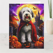 Halloween Old English Sheepdog Vampire Pumpkins Karte (Vorderseite)
