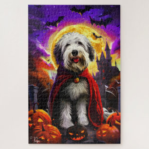 Halloween Old English Sheepdog Vampire Pumpkins Puzzle