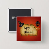 Halloween Old Parchment Gruß Button (Vorne & Hinten)