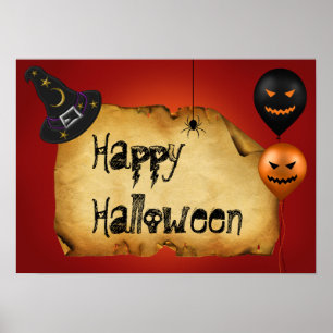 Halloween Old Parchment Gruß Poster