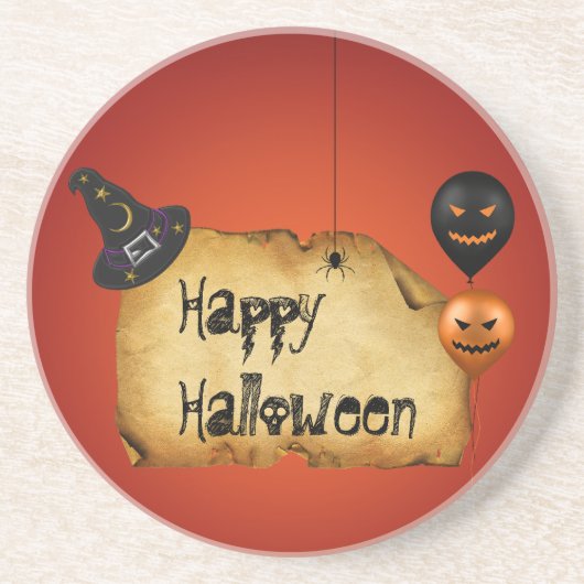 Halloween Old Parchment Gruß Sandstein Untersetzer (Vorne)
