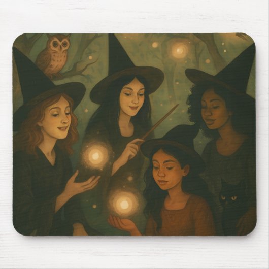 Halloween Ölgemälde im Wald Mousepad (Vorne)