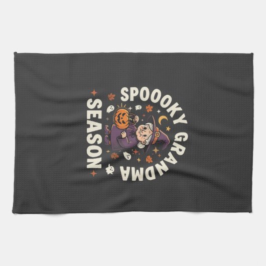 Halloween-Oma Magie Geschirrtuch (Horizontal)