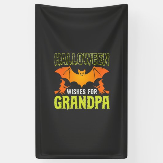 Halloween Opa Fledermaus Hexe Wünsche Banner (Vertikal)