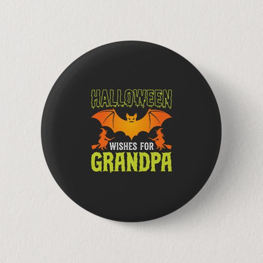 Halloween Opa Fledermaus Hexe Wünsche Button (Vorderseite)