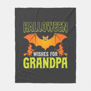 Halloween Opa Fledermaus Hexe Wünsche Fleecedecke