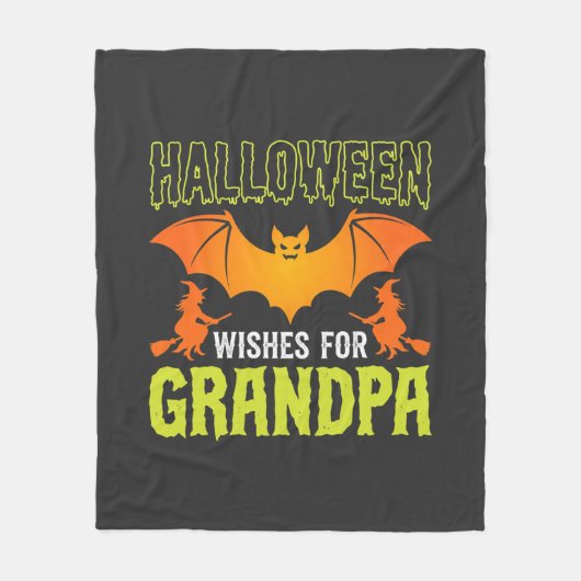 Halloween Opa Fledermaus Hexe Wünsche Fleecedecke (Vorderseite)