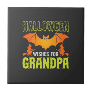 Halloween Opa Fledermaus Hexe Wünsche Fliese