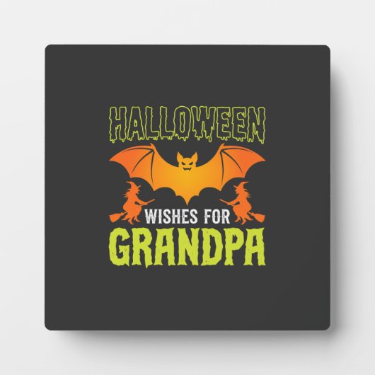 Halloween Opa Fledermaus Hexe Wünsche Fotoplatte (Vorderseite)