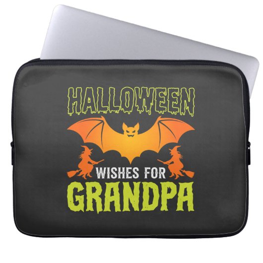 Halloween Opa Fledermaus Hexe Wünsche Laptopschutzhülle (Vorderseite)