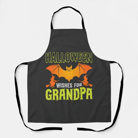 Halloween Opa Fledermaus Hexe Wünsche Schürze (Vorderseite)