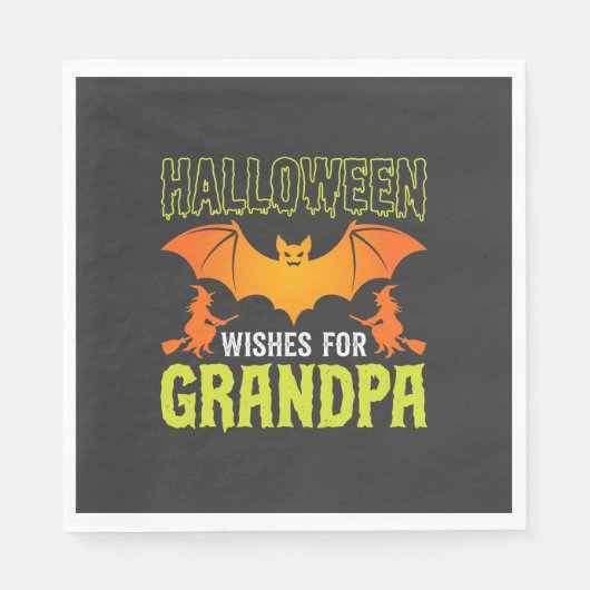 Halloween Opa Fledermaus Hexe Wünsche Serviette (Vorderseite)