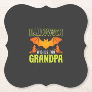 Halloween Opa Fledermaus Hexe Wünsche Untersetzer