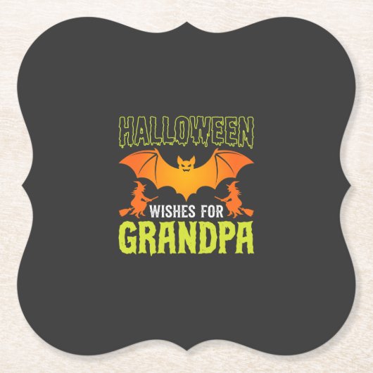 Halloween Opa Fledermaus Hexe Wünsche Untersetzer (Vorderseite)
