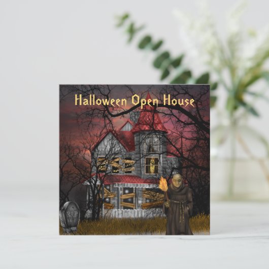 Halloween Open House-Party Einladung (Stehend Vorderseite)