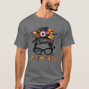 Halloween Optometrist Kostüm Messy Bun Hair Frauen T-Shirt
