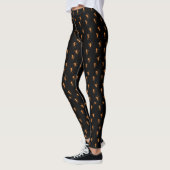 Halloween Orange Ameisen auf schwarzem Muster Leggings (Links)