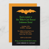 Halloween Orange Bat auf der schwarzen Party Einla Einladung (Vorne/Hinten)