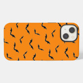 Halloween Orange & Black Bats Flying Pattern iPhone Hülle (Rückseite (Horizontal))