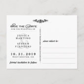 Halloween Orange & Black Bold Save the Date Ankündigungspostkarte (Rückseite)