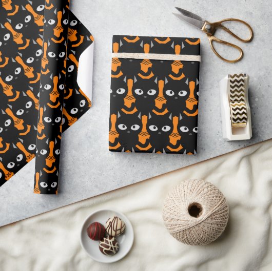 Halloween Orange Black Cat Decoupage oder Geschenkpapier (Kunsthandwerk)
