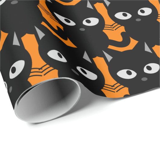 Halloween Orange Black Cat Decoupage oder Geschenkpapier (Rolleneckpunkt)