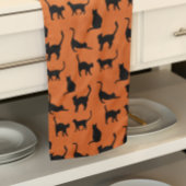 Halloween Orange Black Cat Geschirrtuch