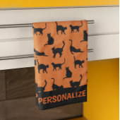 Halloween Orange Black Cat Geschirrtuch