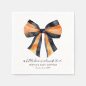 Halloween Orange Black Coquette Bow Babydusche Serviette (Vorderseite)