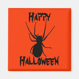 Halloween Orange Black Creepy Spider Magnet
